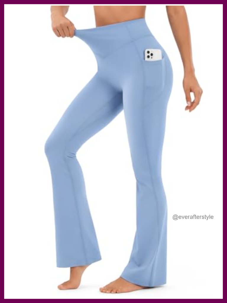 Scrunch Butt Flare Leggings With Pockets High Waist No Front Seam Yoga Pants